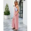 imageFlygo Womens Fashion Cotton Linen Overalls Loose Fit Sleeveless Straps Wide Leg Baggy Jumpsuit RompersPink