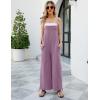 imageFlygo Womens Fashion Cotton Linen Overalls Loose Fit Sleeveless Straps Wide Leg Baggy Jumpsuit RompersPurple