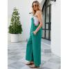 imageFlygo Womens Fashion Cotton Linen Overalls Loose Fit Sleeveless Straps Wide Leg Baggy Jumpsuit RompersTeal