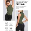 imageFlygo Womens Full Zip Sleeveless Workout Yoga Active Jacket Vest Golf ShirtsArmy Green