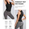 imageFlygo Womens Full Zip Sleeveless Workout Yoga Active Jacket Vest Golf ShirtsBlack