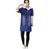 imageFlygo Womens Lapel Button Up Sherpa Fleece Lined MidLong Oversized Overcoat Denim Trucker JacketBlue