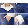 imageFlygo Womens Lapel Button Up Sherpa Fleece Lined MidLong Oversized Overcoat Denim Trucker JacketBlue