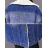 imageFlygo Womens Lapel Button Up Sherpa Fleece Lined MidLong Oversized Overcoat Denim Trucker JacketBlue