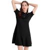 imageFlygo Womens Polo Dress Collared Short Sleeve Ruffle Golf Tennis T Shirt Sports Workout Mini Summer Dresses Tunic PiqueBlack
