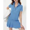 imageFlygo Womens Polo Dress Collared Short Sleeve Ruffle Golf Tennis T Shirt Sports Workout Mini Summer Dresses Tunic PiqueBlue