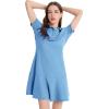 imageFlygo Womens Polo Dress Collared Short Sleeve Ruffle Golf Tennis T Shirt Sports Workout Mini Summer Dresses Tunic PiqueBlue