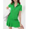 imageFlygo Womens Polo Dress Collared Short Sleeve Ruffle Golf Tennis T Shirt Sports Workout Mini Summer Dresses Tunic PiqueGreen