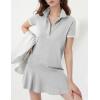 imageFlygo Womens Polo Dress Collared Short Sleeve Ruffle Golf Tennis T Shirt Sports Workout Mini Summer Dresses Tunic PiqueGrey