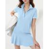 imageFlygo Womens Polo Dress Collared Short Sleeve Ruffle Golf Tennis T Shirt Sports Workout Mini Summer Dresses Tunic PiqueLightblue