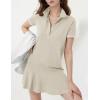 imageFlygo Womens Polo Dress Collared Short Sleeve Ruffle Golf Tennis T Shirt Sports Workout Mini Summer Dresses Tunic PiqueLightkhaki