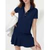 imageFlygo Womens Polo Dress Collared Short Sleeve Ruffle Golf Tennis T Shirt Sports Workout Mini Summer Dresses Tunic PiqueNavy Blue
