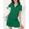 imageFlygo Womens Polo Dress Collared Short Sleeve Ruffle Golf Tennis T Shirt Sports Workout Mini Summer Dresses Tunic PiquePeacockgreen