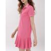 imageFlygo Womens Polo Dress Collared Short Sleeve Ruffle Golf Tennis T Shirt Sports Workout Mini Summer Dresses Tunic PiquePink