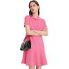 imageFlygo Womens Polo Dress Collared Short Sleeve Ruffle Golf Tennis T Shirt Sports Workout Mini Summer Dresses Tunic PiquePink