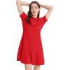 imageFlygo Womens Polo Dress Collared Short Sleeve Ruffle Golf Tennis T Shirt Sports Workout Mini Summer Dresses Tunic PiqueRed