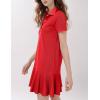 imageFlygo Womens Polo Dress Collared Short Sleeve Ruffle Golf Tennis T Shirt Sports Workout Mini Summer Dresses Tunic PiqueRed