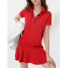 imageFlygo Womens Polo Dress Collared Short Sleeve Ruffle Golf Tennis T Shirt Sports Workout Mini Summer Dresses Tunic PiqueRed