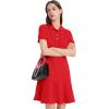 imageFlygo Womens Polo Dress Collared Short Sleeve Ruffle Golf Tennis T Shirt Sports Workout Mini Summer Dresses Tunic PiqueRed