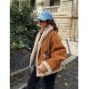 imageFlygo Womens Winter Faux Suede Jacket Sherpa Lined Jacket Button Down Lapel Fleece Jacket Winter Coats with PocketsCamelSmall