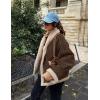 imageFlygo Womens Winter Faux Suede Jacket Sherpa Lined Jacket Button Down Lapel Fleece Jacket Winter Coats with PocketsCoffeeL