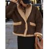imageFlygo Womens Winter Faux Suede Jacket Sherpa Lined Jacket Button Down Lapel Fleece Jacket Winter Coats with PocketsCoffeeL