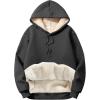 imageFlygo Mens Casual Fleece Sherpa Lined Hoodie Winter Warm Pullover Hooded SweatshirtSmoky Gray