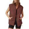 imageFlygo Puffer Vest Women Zip Up Sleeveless Winter Casual Stand Collar Padded Down Jacket Coat with PocketsBrown