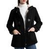 imageFlygo Sherpa Lined Winter Jackets for Women Fleece Hoodie Jacket Warm Fall Winter Toggle Duffle CoatsBlack
