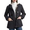 imageFlygo Sherpa Lined Winter Jackets for Women Fleece Hoodie Jacket Warm Fall Winter Toggle Duffle CoatsDark Grey