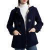 imageFlygo Sherpa Lined Winter Jackets for Women Fleece Hoodie Jacket Warm Fall Winter Toggle Duffle CoatsNavy
