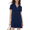 imageFlygo Womens Polo Dress Collared Short Sleeve Ruffle Golf Tennis T Shirt Sports Workout Mini Summer Dresses Tunic PiqueNavy Blue