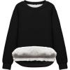 imageFlygo Womens Sherpa Lined Fleece Crewneck Pullover Sweatshirts Casual Winter Warm SweatshirtBlack