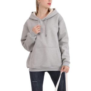 imageFlygo Hoodies for Women Winter Warm Sherpa Lined Fleece Pullover Hooded SweatshirtsGrey