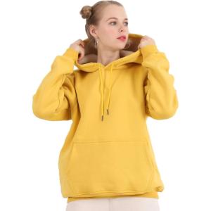 imageFlygo Hoodies for Women Winter Warm Sherpa Lined Fleece Pullover Hooded SweatshirtsYellow