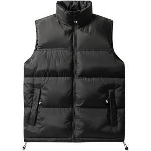 imageFlygo Mens Puffer Vest Lightweight Winter Outdoor Vests Warm Stand Collar Zip Sleeveless Jacket OuterwearBlack