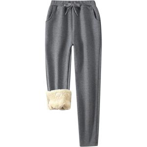 imageFlygo Womens Sherpa Lined Athletic Sweatpants Winter Active Joggers Fleece Pants02 Greystraight