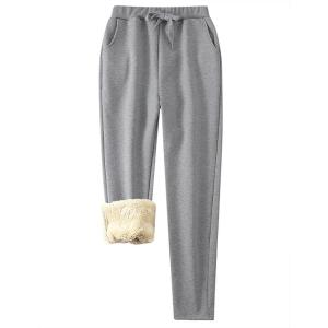 imageFlygo Womens Sherpa Lined Athletic Sweatpants Winter Active Joggers Fleece Pants02 Light GreyXXL
