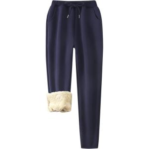 imageFlygo Womens Sherpa Lined Athletic Sweatpants Winter Active Joggers Fleece Pants02 Navy Straight