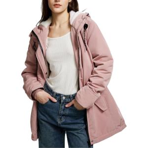 imageFlygo Womens Thicken Sherpa Lined Hooded Winter Coat Heavyweight Warm Fleece Lined Parka Plus Size Jacket OuterwearPink