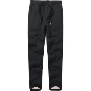 imageFlygo Womens Warm Fleece Pants Sherpa Lined Sweatpants Active Running Joggers Pants03 Black Straight