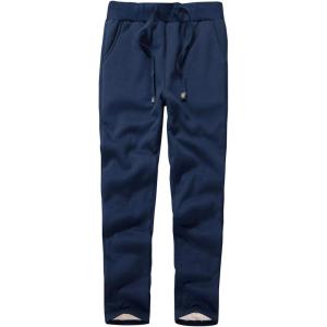 imageFlygo Womens Warm Fleece Pants Sherpa Lined Sweatpants Active Running Joggers Pants03 Navy Straight