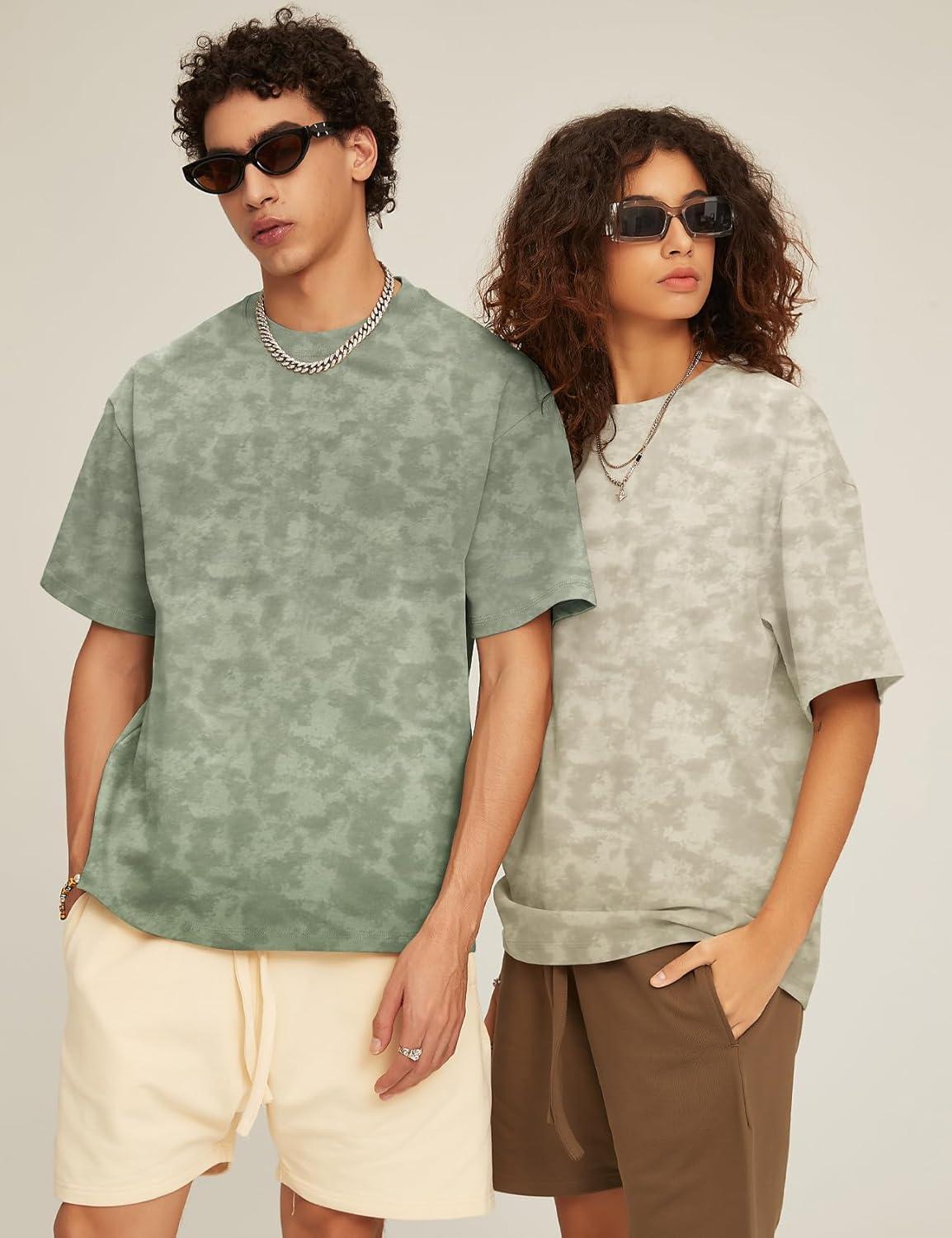 imageFlygo 2 Pack Mens Oversized TShirts Vintage Washed Tee Loose Fit Unisex Short Sleeve Casual Basic Graphic Tees Shirt TopsArmygreenkhaki