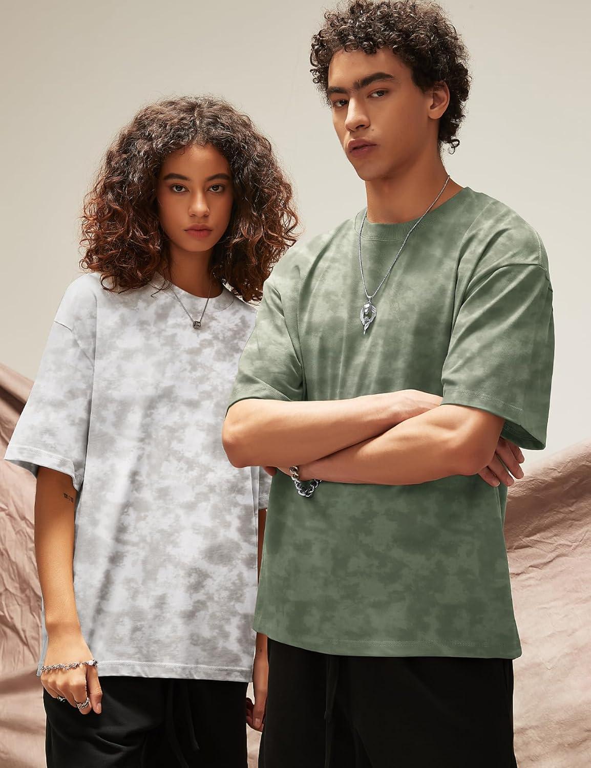 imageFlygo 2 Pack Mens Oversized TShirts Vintage Washed Tee Loose Fit Unisex Short Sleeve Casual Basic Graphic Tees Shirt TopsArmygreenwhite