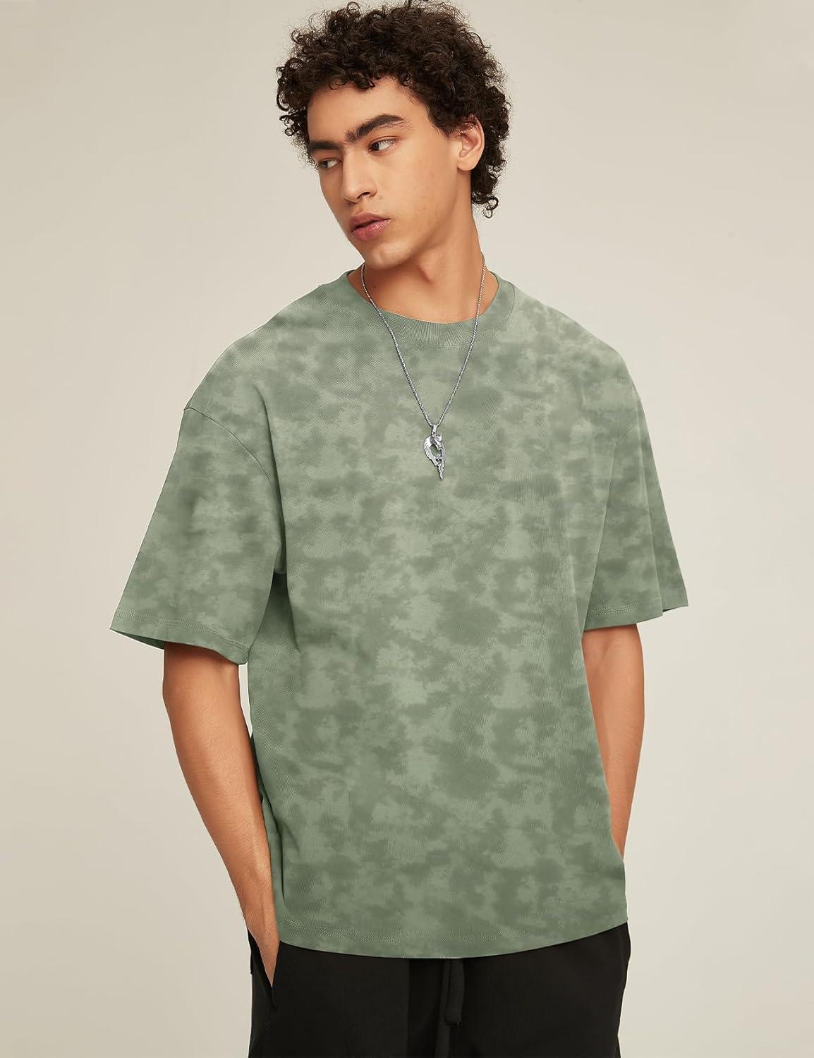 imageFlygo 2 Pack Mens Oversized TShirts Vintage Washed Tee Loose Fit Unisex Short Sleeve Casual Basic Graphic Tees Shirt TopsArmygreenwhite