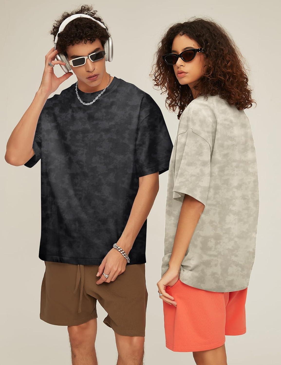 imageFlygo 2 Pack Mens Oversized TShirts Vintage Washed Tee Loose Fit Unisex Short Sleeve Casual Basic Graphic Tees Shirt TopsDarkgreykhaki