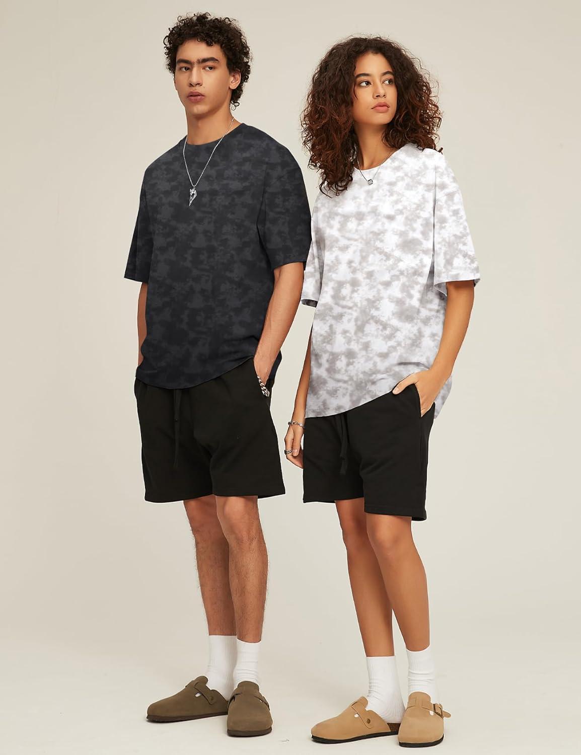 imageFlygo 2 Pack Mens Oversized TShirts Vintage Washed Tee Loose Fit Unisex Short Sleeve Casual Basic Graphic Tees Shirt TopsDarkgreywhite