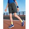 imageFlygo 2 Pack Boys Athletic Shorts Mesh Kids Elastic Waist Breathable Basketball Gym Shorts with PocketsBlackdarkgrey