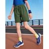 imageFlygo 2 Pack Boys Athletic Shorts Mesh Kids Elastic Waist Breathable Basketball Gym Shorts with PocketsBlackgreen