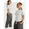imageFlygo 2 Pack Crop Tops for Girls Cute Ruched Cotton TShirts Short Sleeve Tee Shirts Summer Crewneck Basic Tshirt 714 YearsBlackheathergrey